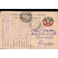 - 1916 CARTOLINA IN FRANCHIGIA DA MILITARE REGIO ESERCITO X PAPA' DI BONEFRO -