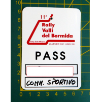 - 1991 - BADGE LASCIAPASSARE - 11° RALLY VALLI DEL BORMIDA - COMM. SPORTIVO