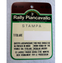 - BADGE / LASCIAPASSARE - 3° RALLY PIANCAVALLO - 1982 - STAMPA -