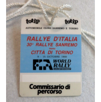 - BADGE / LASCIAPASSARE - RALLY D'ITALIA 30° RALLYE SANREMO - FIA COMMISSARIO