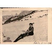 --- FOTO ANNI 30 - RAGAZZA SULLA NEVE -- 1939 --