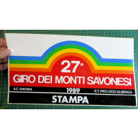 -- GROSSO ADESIVO - 27° GIRO DEI MONTI SAVONESI - 1989 - STAMPA --