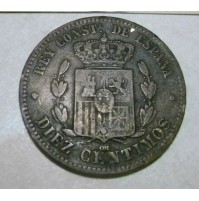  1878 Espana SPAGNA Spain Alfonso XII Por La Gracia De Dios Diez Centimos (8)