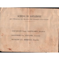 1899 - RARA SCHEDA DI VOTAZIONE PER IL CONSIGLIO PROVINCIALE DI SANREMO C9-225