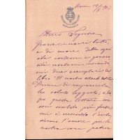 1903 - MINISTERO AFFARI ESTERI - LETTERA DA ROMA MANOSCRITTA E FIRMATA C9-1403