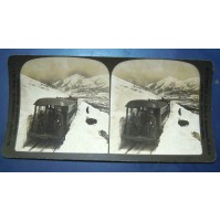 1905 ANTICA FOTOGRAFIA CARTONATA STEREOSCOPICA - ASCENDING PIKE'S PEAK COLORADO 
