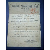 1918 PRESIDIO MILITARE DI CUNEO - COMMISSIONE INCETTA CEREALI - GRANDE GUERRA 
