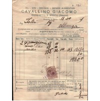 1925 - FATTURA SU CARTA INTESTATA CAVALLINO GIACOMO BORGHETTO S.S. VINI OLII