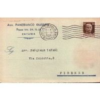 1930 - CARTOLINA POSTALE INTESTATA AD AVV. GIUSEPPE PANEBIANCO CATANIA C10-732