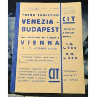 1934 - VOLANTINO PUBBLICITARIO TRENO TURISTICO VENEZIA BUDAPEST VIENNA -