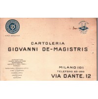 1940 CARTOLINA PUBBLICITARIA -CARTOLERIA GIOVANNI DE-MAGISTRIS - MILANO C9-1424