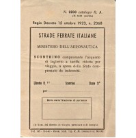 1940 - TAGLIANDO STRADE FERRATE ITALIANE MINISTERO DELL'AERONAUTICA SCONTRINO 