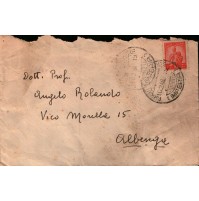 1948 BUSTA PER ANGELO ROLANDO ALBENGA - POSTE ITALIANE LIRE 10 - 