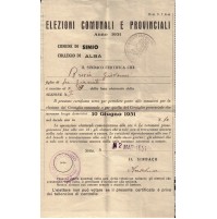 1951 - ELEZIONI COMUNALI E PROVINCIALI COMUNE DI SINIO - ALBA - 
