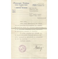 1956 DOC. DEMOCRAZIA CRISTIANA SEGRETERIA D.C. DI CERIALE SAVONA