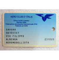 1996 TESSERA AERO CLUB D'ITALIA - SEZIONE DI SAVONA - AEROMODELLISTA -