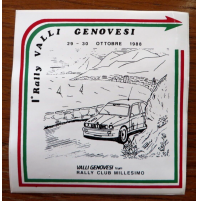 ADESIVO VINTAGE - 1° RALLY VALLI GENOVESI 1988 - RALLY CLUB MILLESIMO -