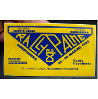 ADESIVO  VINTAGE - 8° RALLY DELLE PALME - IMPERIA CORSE 1985 - 10,5 X 6 CM