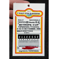 BADGE LASCIAPASSARE - 5° rally CITTA' DI BASSANO - MITROPA CUP 1988 -