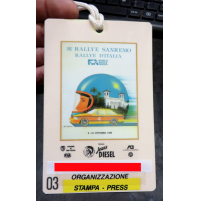 BADGE ORGANIZZAZIONE STAMPA PRESS - 31° RALLYE SANREMO RALLYE D'ITALIA 1989
