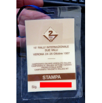 BADGE / STAMPA -  16° RALLY INTERNAZIONALE DUE VALLI - VERONA - 1987