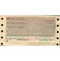 BIGLIETTO DEL TRENO DEL 1988 - BOLOGNA CENTRALE / PORRETTA TERME - 2a CLASSE