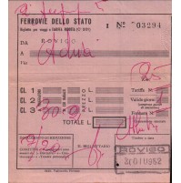BIGLIETTO DEL TRENO FERROVIE DELLO STATO ROVIGO - ADRIA 1952 C9-116