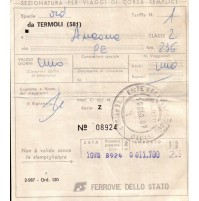 BIGLIETTO DEL TRENO FERROVIE F.S. TERMOLI / ANCONA - 1987 -  (C10-896)