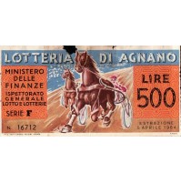 BIGLIETTO DELLA LOTTERIA DI AGNANO 1964 SERIE F (C11-416)
