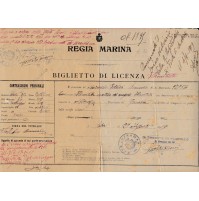 BIGLIETTO DI LICENZA 1919 NAVE MIRAMAR DA POLA DIRETTO AD ALBENGA SAVONA  9-158
