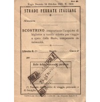 BIGLIETTO STRADE FERRATE ITALIANE - SCONTRINO VIAGGIO A SPESE DELLO STATO 1942