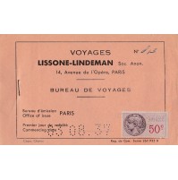 BIGLIETTO VOYAGES LISSONE-LINDEMAN PARIS NEDERLANDSCHE 1937 8-128