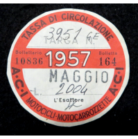 BOLLO MOTOCICLI A.C.I. 1957 - MAGGIO - TIMBRATO SUL RETRO / GENOVA -