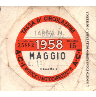 BOLLO MOTOCICLI A.C.I. 1958 - MAGGIO - TIMBRATO SUL RETRO / GENOVA -