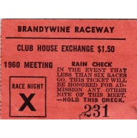 Brandywine Raceway - Wilmington Delaware U.S.A. 1960 RAIN CHECK 8-139