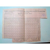 CARTA ANNONARIA SUPPLEMENTARE PER PANE E MINESTRA - PER LAVORATORI 1949 ALBENGA