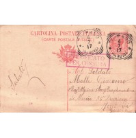 CARTOLINA DA TOIRANO PER MILITARE 1° RGT ALPINI IN ZONA DI GUERRA 1917 C5-752