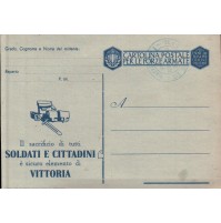 CARTOLINA IN FRANCHIGIA FORZE ARMATE WWII - SOLDATI E CITTADINI VITTORIA (C7-236