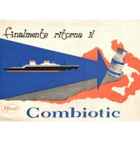 CARTOLINA PUBBLICITARIA FARMACEUTICA MEDICINALE - COMBIOTIC PFIZER - 1953