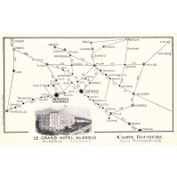 CARTOLINA PUBBLICITARIA - LE GRAND HOTEL ALASSIO - Carte Routiere 1920ca