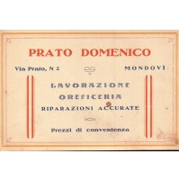 CARTOLINA PUBBLICITARIA PRATO DOMENICO - OREFICERIA A MONDOVI' - 1930ca