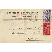CARTOLINA del 1948 - BORDO ERNESTO - FRUTTA GENOVA SAMPIERDARENA X ALASSIO