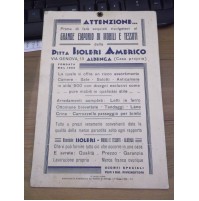 CARTONCINO PUBBLICITARIO MOBILI ISOLERI AMERICO VIA GENOVA ALBENGA 1934  4-361