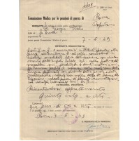 COMMISSIONE MEDICA PENSIONI DI GUERRA - MILITARE CAPITANO 1949 - 6-210