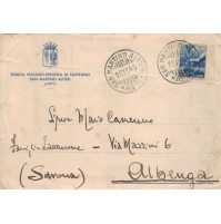 Cartolina 1949 Tenuta Visconti Venosta San Martino Alfieri - Asti - per Albenga