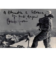 Cartolina autografa e dedica dello scalatore Achille Compagnoni 1977 ALASSIO
