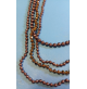 Collana multicascata con perle marroni bronzo e cristalli eleganti