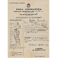 DOC. REGIA AERONAUTICA 1941 DICHIARAZIONE DI RIVEDIBILITA' MILANO 12-112