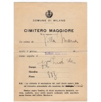 DOCUMENTO COMUNE DI MILANO CIMITERO MAGGIORE 1939  19-62