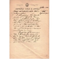 DOCUMENTO DEL FEBBRAIO 1916 - OSPEDALE CIVILE DI LOANO - SAVONA -